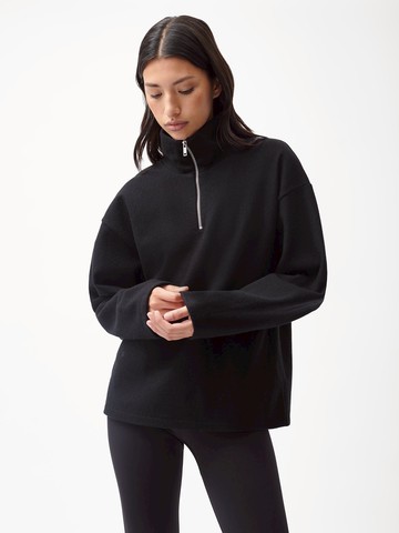 PANGAIA - Women's Recycled Wool Jersey Half-Zip Sweater - black - M M