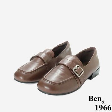 Ben&1966高級頭層羊皮經典質感舒適百搭樂福鞋-咖啡(258222)
