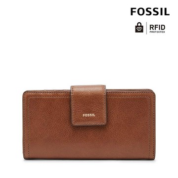 【FOSSIL 官方旗艦館】Logan 真皮扣式RFID防盜中長夾 (多色可選)