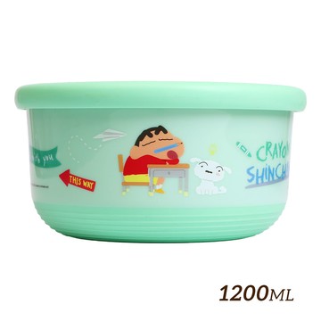 【HOUSUXI】蠟筆小新綠色系列-不鏽鋼雙層隔熱碗1200ml＜售價已折＞