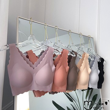 【Mini嚴選】深V浪花無痕乳膠內衣 六色 運動內衣 無鋼圈內衣 孕婦可穿 乳膠