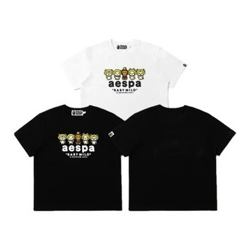 W Aespa x Bape Baby Milo 短袖上衣 成員Q版圖案 檸檬版 白/黑 2M73209901