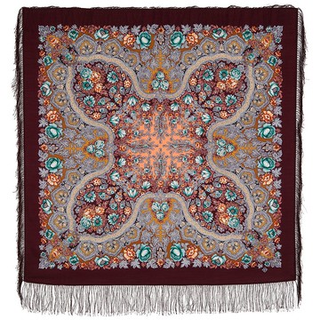 原創 Pavlovo Posad 俄羅斯披肩 100% 羊毛羊毛圍巾 110x110 厘米 1626-8