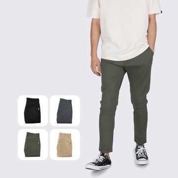 超柔棉修身彈力長褲－軍綠色