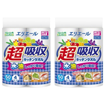 elleair 艾黎艾爾 超吸收強韌捲筒廚房紙巾  4捲  2袋