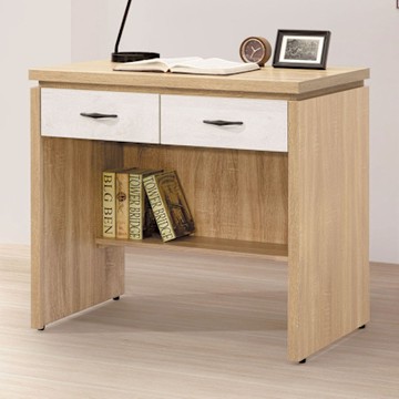 文創集 美尼利雙色3尺二抽書桌-90x58x81cm免組