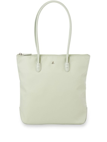 agnès b. - logo-plaque leather tote bag - women - Calf Leather/Nylon - One Size - Green