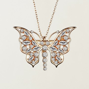 SOIRÉE BY N.Y.︱蒔華芮 Jaipur鑲鑽舞蝶項鍊（別針兩用款）