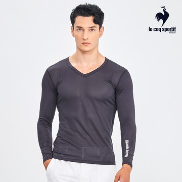 【LE COQ SPORTIF GOLF公雞高爾夫】男款黑色V領透氣內搭衣 QGR2J101