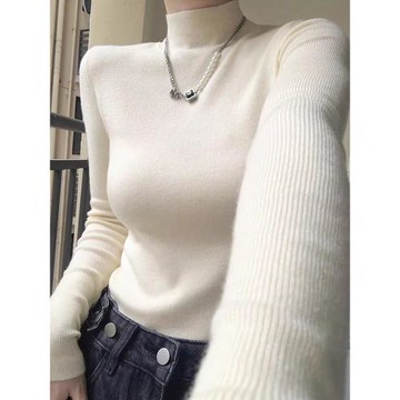 人手一件！半高領山羊絨衫女修身顯瘦內搭毛衣無縫針織打底衫秋冬