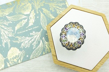 月亮石英繽紛戒指