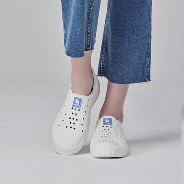 moz瑞典 駝鹿 雙色洞洞餅乾水鞋 (白/藍標) 全球首創 舒適厚底 防潑水+全防水-附鞋扣