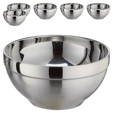 PERFECT 理想 晶品304不銹鋼雙層碗 不附蓋 16cm  銀色  6個