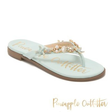 Pineapple-Outfitter-海洋貝殼夾腳平底拖鞋RAYSSA-藍色