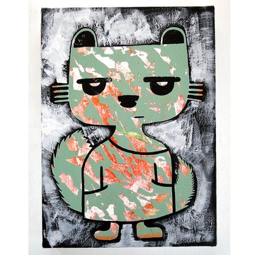 貓塗鴉藝術原創繪畫畫布繪畫動物繪畫怪物壓克力畫