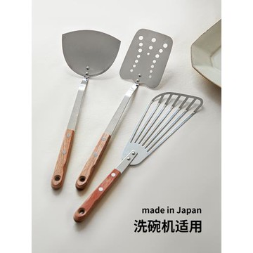 日本進口鍋鏟不銹鋼家用廚具炒菜鏟子不粘鍋專用木柄把手煎蛋煎鏟