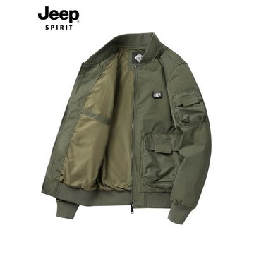 吉普官方男士夾克2025新款秋冬季加厚保暖休閑爸爸飛行員外套男裝
