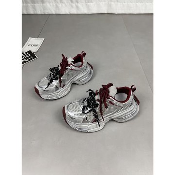 真皮雙鞋帶老爹鞋女2025秋季新款網面透氣輕便百搭厚底休閑運動鞋