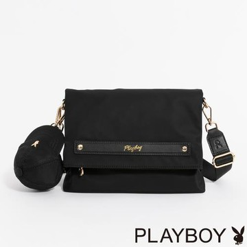 PLAYBOY - 翻蓋斜背包  Night Maze系列 - 黑色