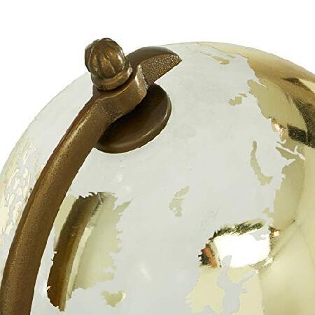 Deco 79 木製地球儀 ガラス球付き 8インチ x 8インチ x 15インチ ゴールド