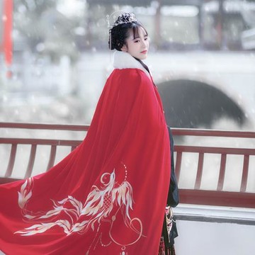 如夢霓裳斗篷漢服女萬福金安斗篷加絨加厚配飾披風情侶秋冬裝