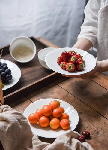 葵口盤 暖白釉餐具 中式宋風 景德鎮白瓷 輕薄款