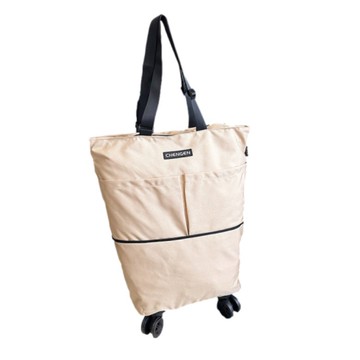 萬向輪摺疊手提側背包(卡其色) [大買家]