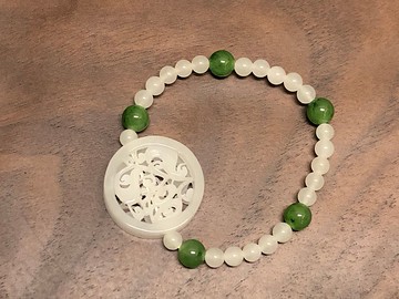 快速出貨 天然和田碧玉 白玉手鍊 手工雕 婁空雕