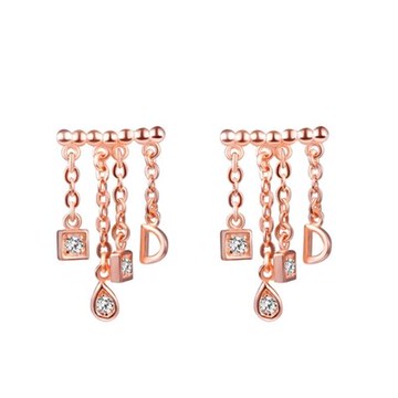 925純銀耳環鑲鑽耳飾-創意字母造型生日情人節禮物女飾品2色73dy139【獨家進口】【米蘭精品】