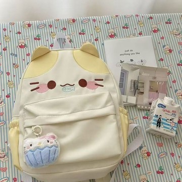 臺灣/現✨包包 旅行包 收納包 斜挎包韓系ins小貓雙肩包學生可愛大容量棉花百搭甜妹書包卡通揹包