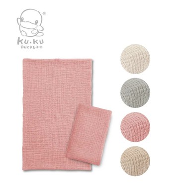 酷咕鴨KUKU PLUS 雲朵皺布六層紗布澡巾2入｜擦拭巾｜拍嗝巾｜枕頭墊【六甲媽咪】