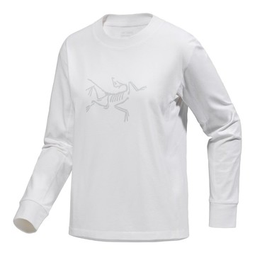 Arcteryx 女 ARCHAEOPTERYX 圖案有機棉混紡圓領長袖T恤.運動上衣.休閒套頭衫/透氣舒適/X000009428 白光白