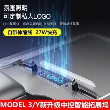 擴展塢 USB-C 多功能筆電擴展底座 HDMI 新款適用于特斯拉拓展塢model3/Y中控USB伸縮PD快充車充擴展塢