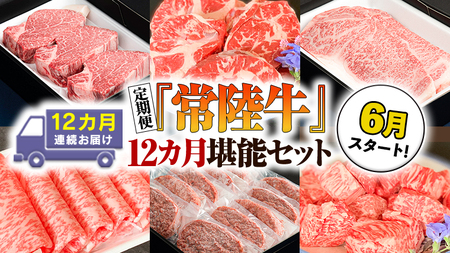 『常陸牛』人気12か月堪能セット（12か月連続でお届け） お肉 肉 牛肉 ステーキ ハンバーグ サーロイン 赤身 切り落とし 霜降り カルビ