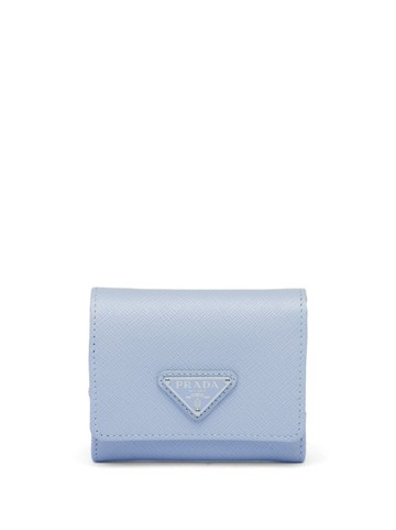 Prada - triangle-logo Saffiano leather wallet - women - Calf Leather - One Size - Blue