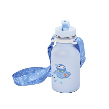 【KOM】海洋歷險趣 台灣製 316不鏽鋼兒童隨身瓶 兒童水壺350ml淡淡藍