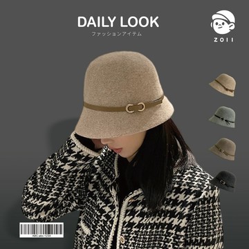 ZOII 佐壹 |秋冬赫本風羊毛漁夫帽 高品質 秋冬漁夫帽 羊毛漁夫帽 漁夫帽 淑女帽 秋冬帽#101045