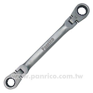 【Panrico 百利世】雙口可調式棘輪梅花扳手(白鐵材質) 11x13mm