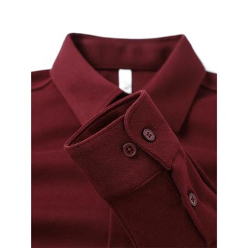 今年流行色！安可拉紅翻領長袖襯衫復古酒紅色高級感毛呢開衫襯衣