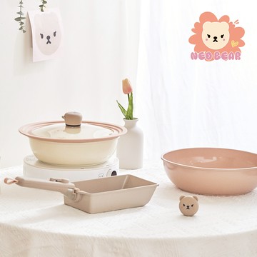 NEOFLAM Midas Plus 陶瓷塗層鍋5件組-妞妞熊(不挑爐具)