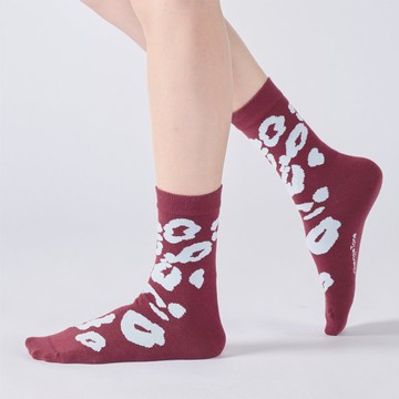 隱形的貓 中筒襪 - 紫紅(F)