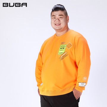 【BUBA】大尺碼亮橘街頭韓版彈性大學T2L~4L 13712-23