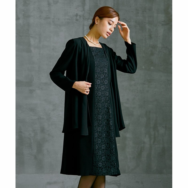 喪服 礼服 洗える防しわワンピースアンサンブル ワンピース トッパージャケット 大きいサイズ有 スマイルランド ブラックフォーマル Funeral Outfit 通販 Lineポイント最大1 0 Get Lineショッピング