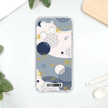 TRON IPhone 15 PRO 日系和風圓點流水紋系列 四角防摔載具殼 軟殼 手機殼