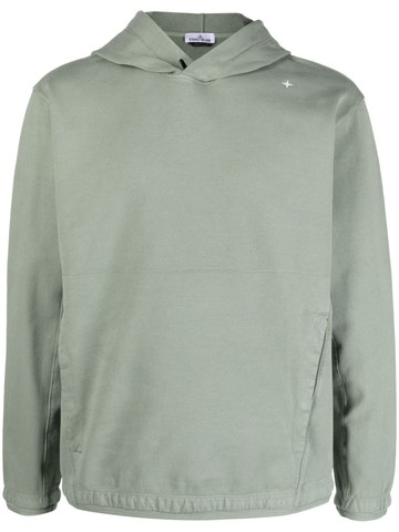 Stone Island - Stellina logo-embroidered hoodie - men - Cotton/Elastane - S - Green