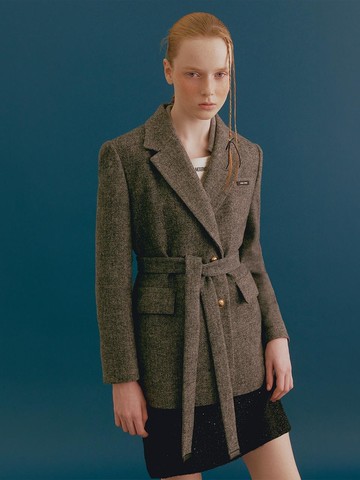 Cell Spun Belted Melange Wool Jacket SWJKOK0200