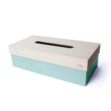 yamato japan｜T CUBE 簡約風格木製面紙盒 淡藍綠色