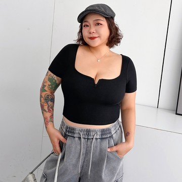 LULUS/PLUS/中大尺碼/修身方領罩杯BRATOP短版上衣４色【A01260623】260729