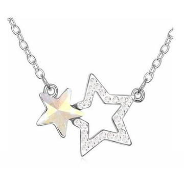現貨+預購 925純銀項鍊水晶吊墜-簡約設計星星物語七夕情人節禮物女飾品4色73bb358【獨家進口】【米蘭精品】