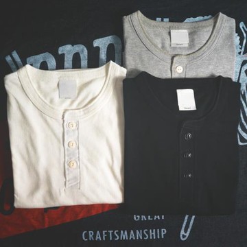 美式復古阿美咔嘰純棉透氣半袖亨利領短袖T恤純色打底衫男Tee純白